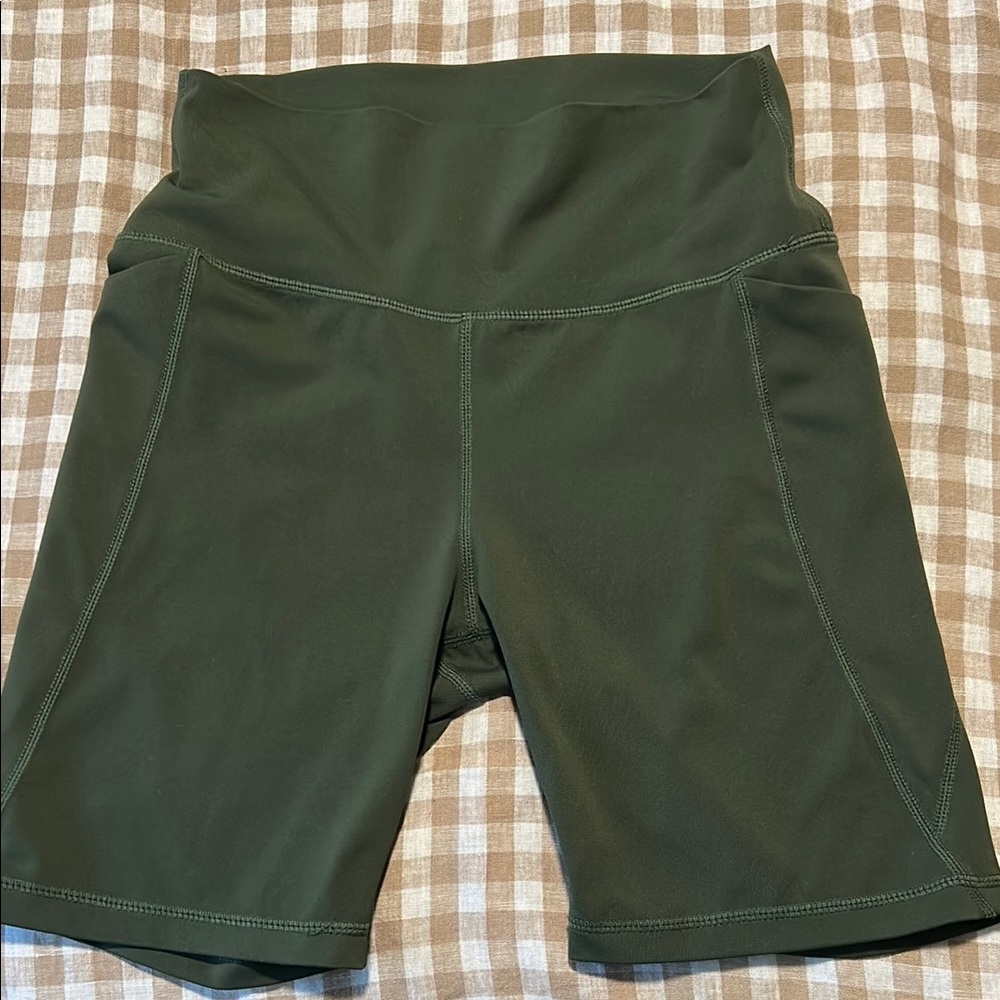 Senita Athletics Green Bike Shorts Elastic Waistband